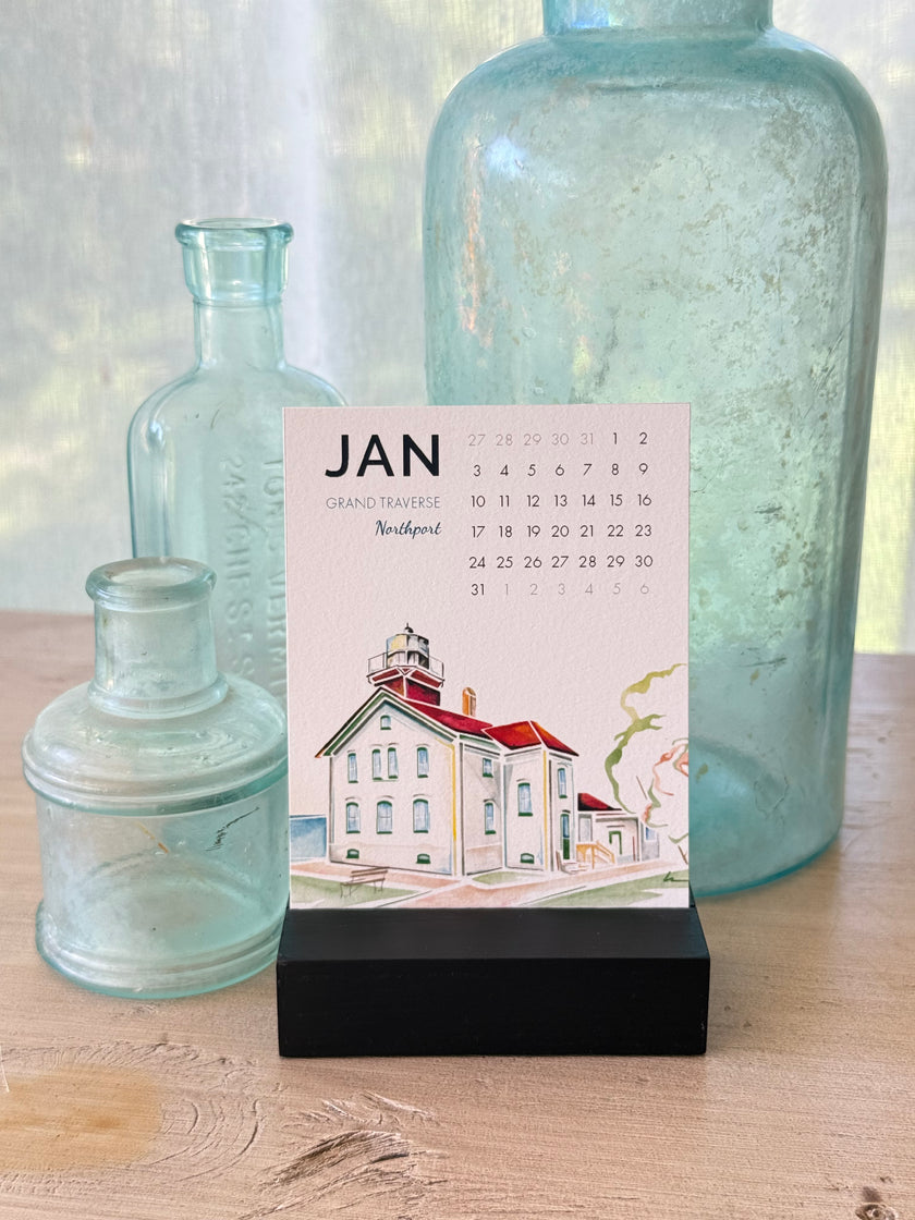 2027 Mini Desk Calendar: Michigan Lighthouses