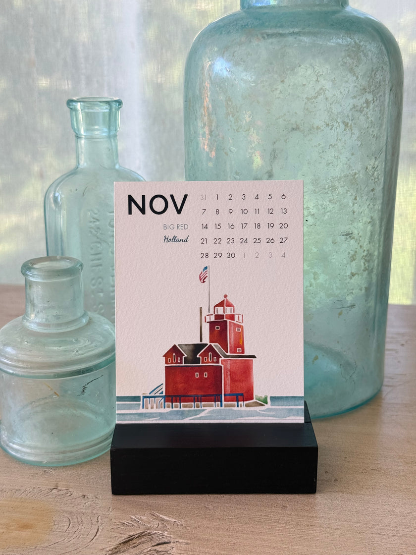 2027 Mini Desk Calendar: Michigan Lighthouses
