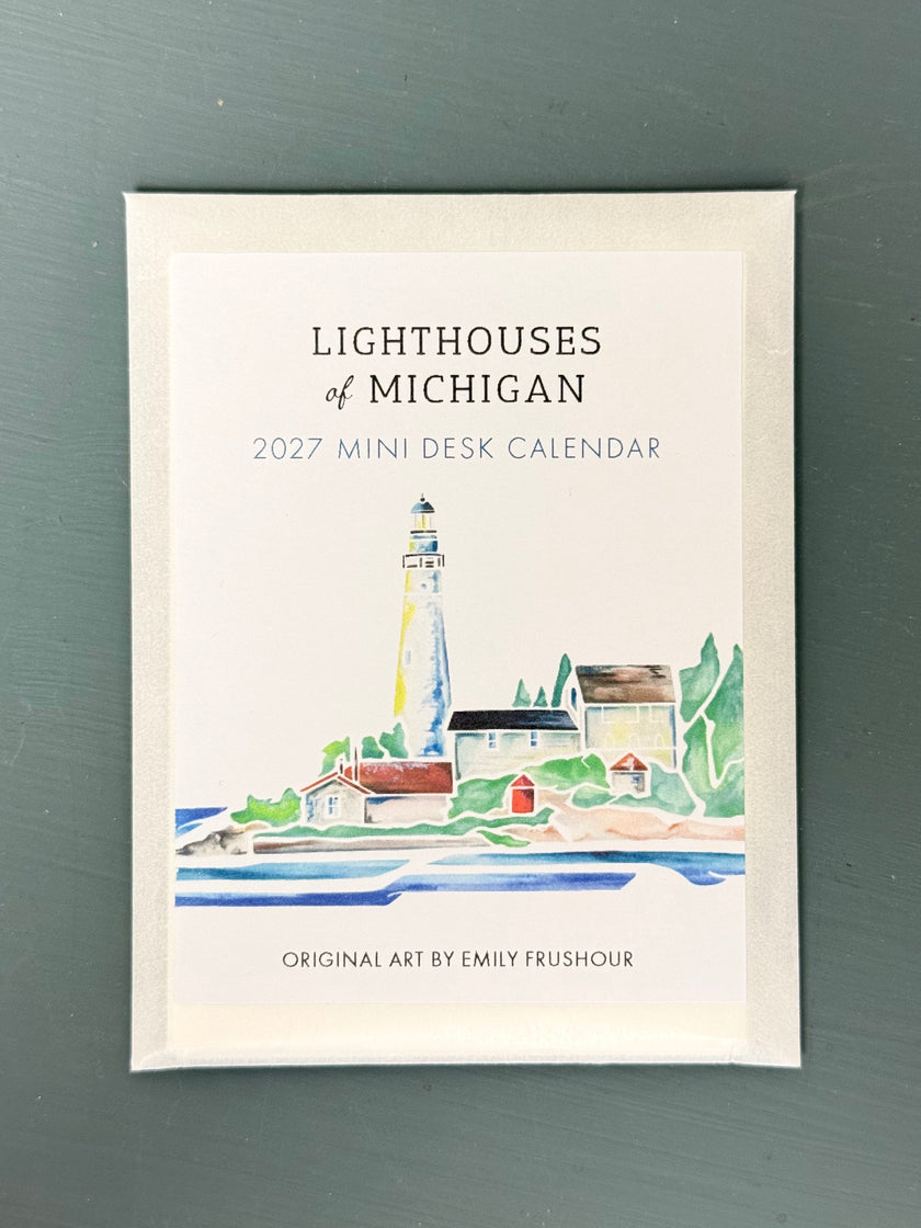 2027 Mini Desk Calendar: Michigan Lighthouses