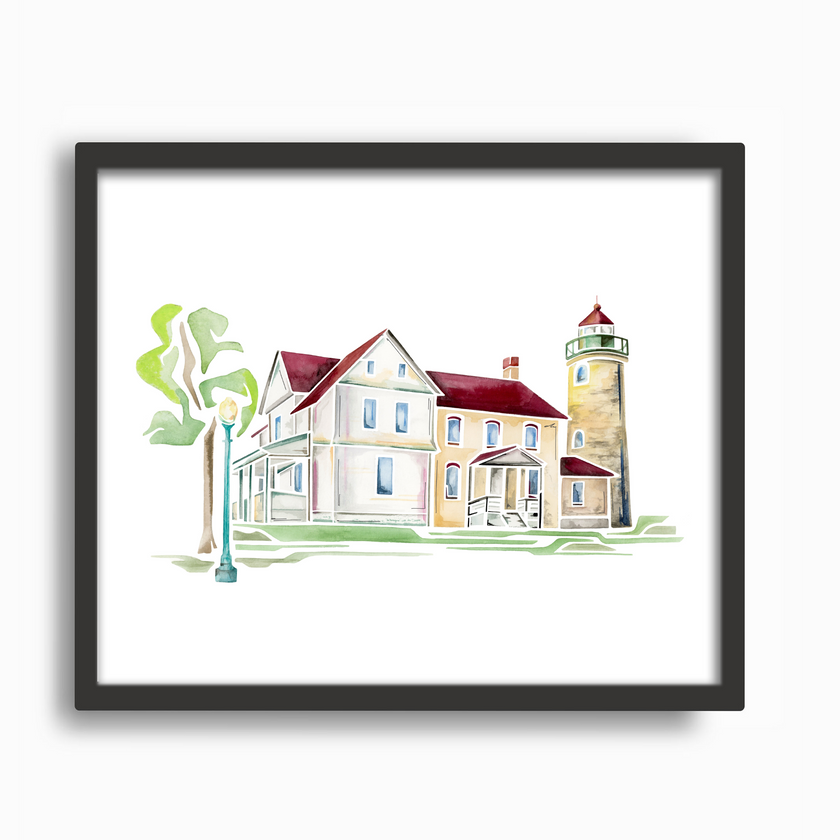 Beaver Head (Island) Lighthouse Watercolor Print