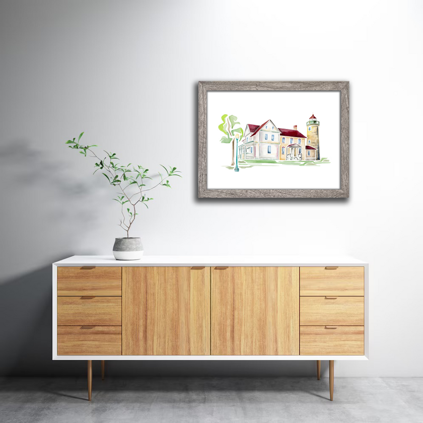 Beaver Head (Island) Lighthouse Watercolor Print