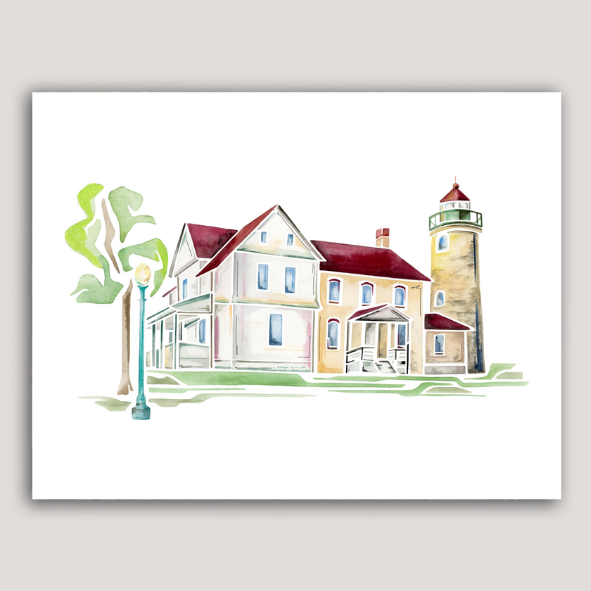 Beaver Head (Island) Lighthouse Watercolor Print
