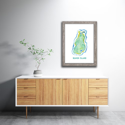 Beaver Island (MI) Map Watercolor Print