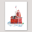 Big Red Lighthouse (Holland, MI) Watercolor Print