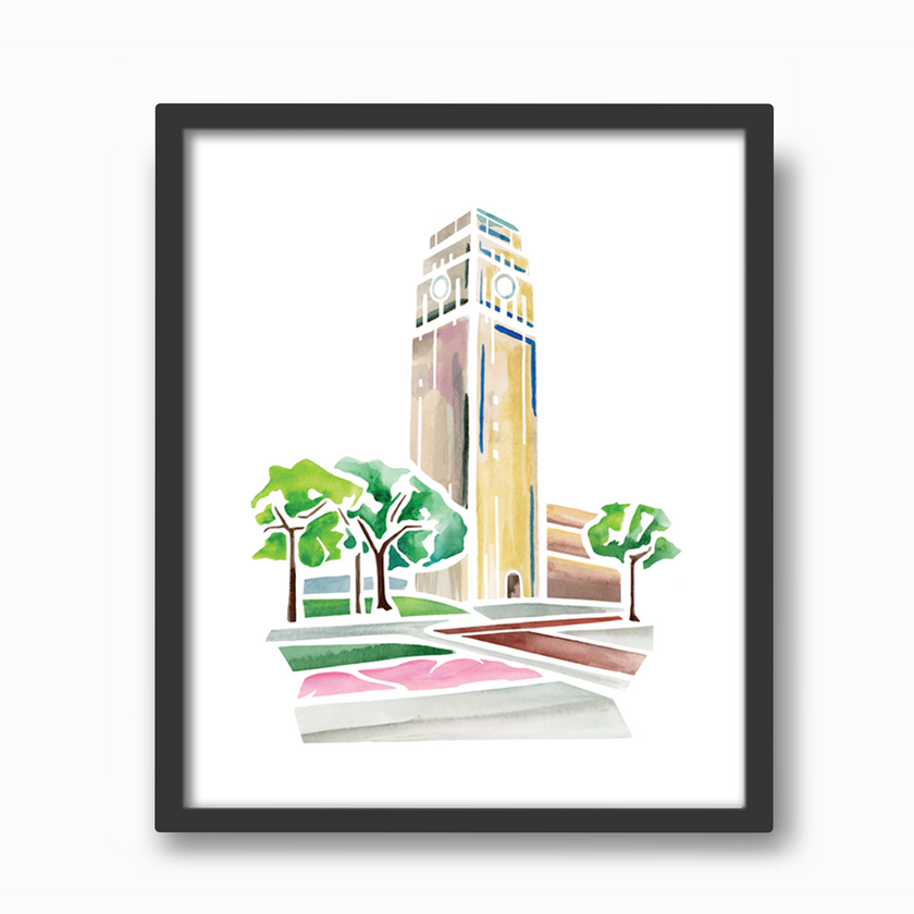 University of Michigan Burton Tower Watercolor Print