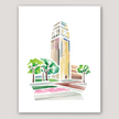 University of Michigan Burton Tower Watercolor Print