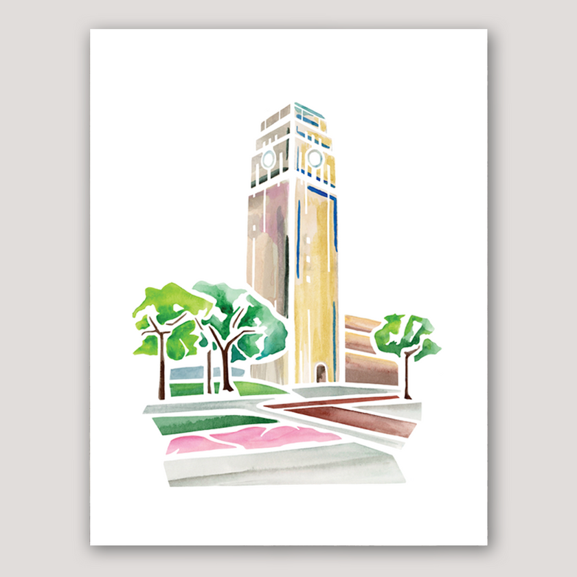 University of Michigan Burton Tower Watercolor Print