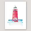 Charlevoix Lighthouse (MI) Watercolor Print