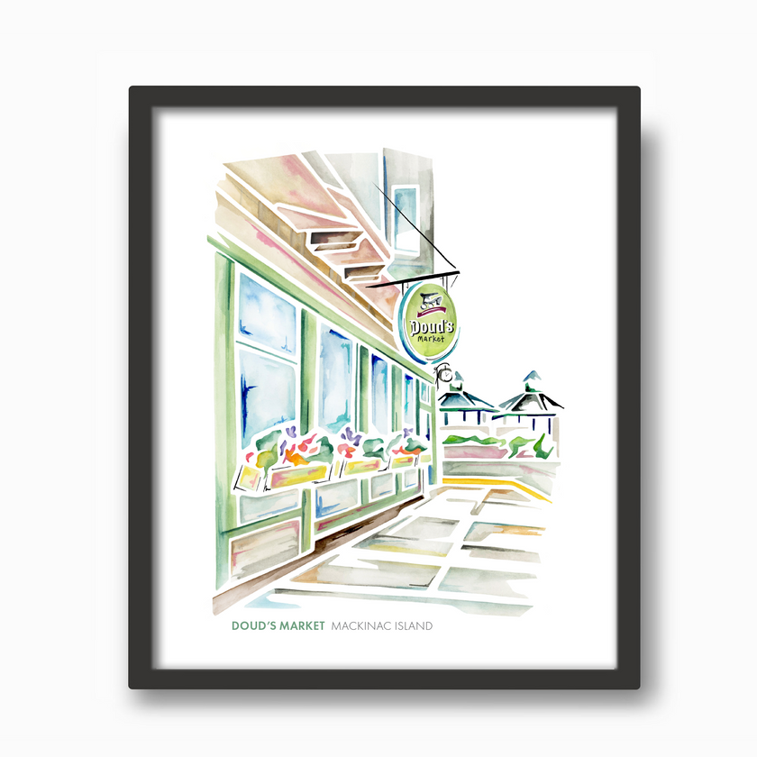 Mackinac Island Doud's Market Watercolor Print