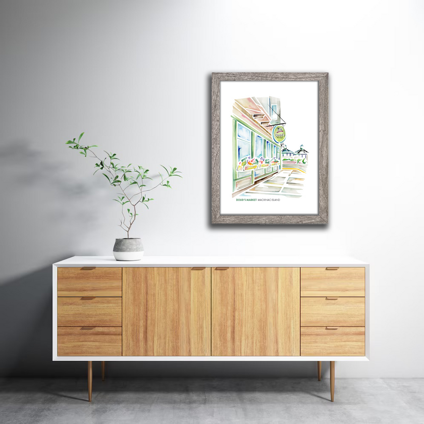 Mackinac Island Doud's Market Watercolor Print