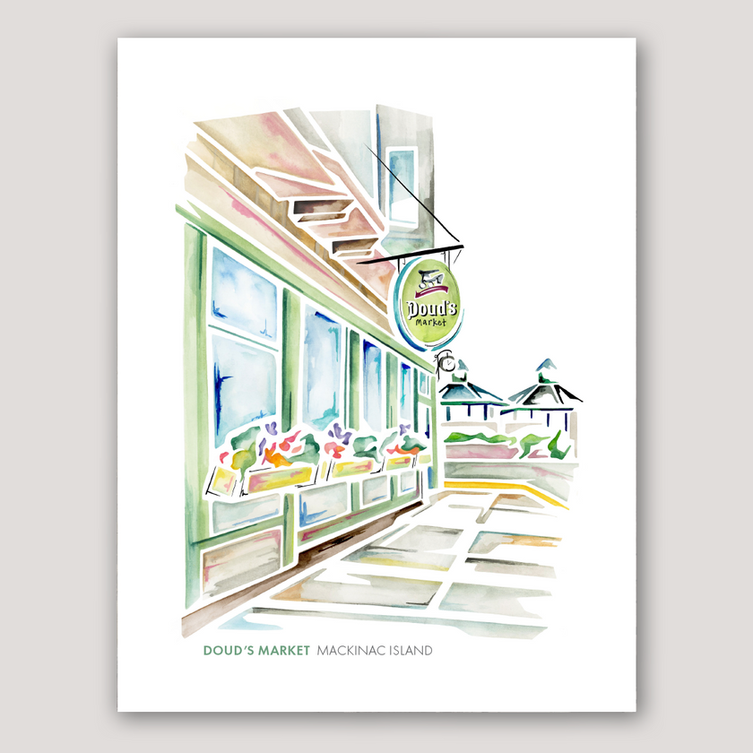 Mackinac Island Doud's Market Watercolor Print