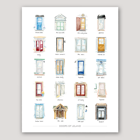 Doors of Leland Watercolor Print