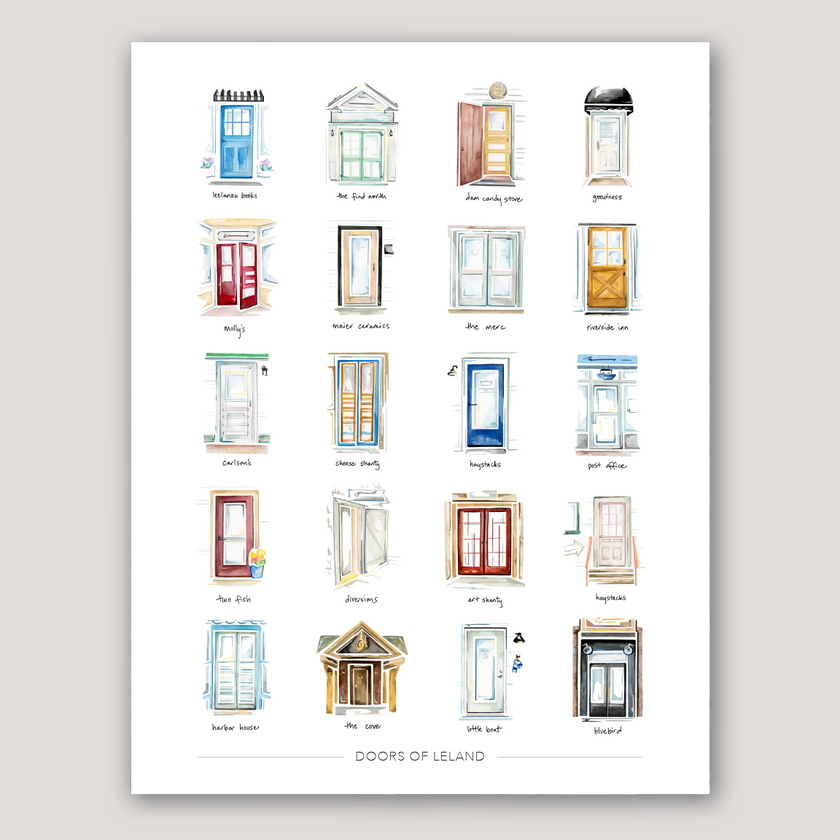 Doors of Leland Watercolor Print