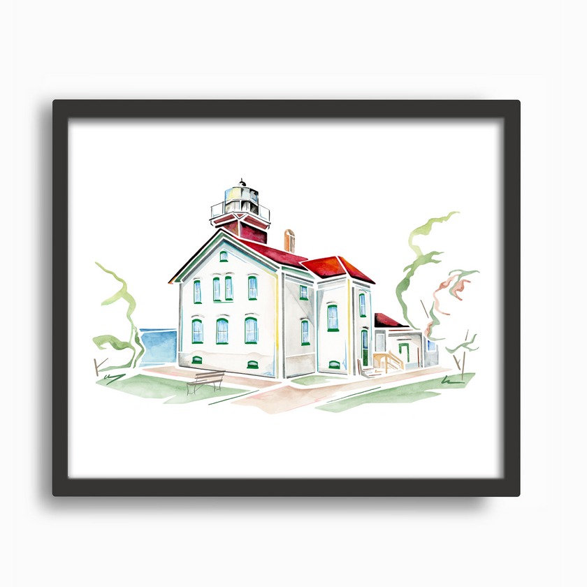 Grand Traverse Lighthouse Watercolor Print