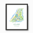 Leland (MI) Map Watercolor Print
