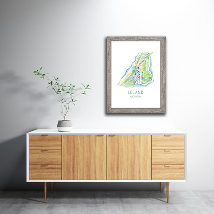 Leland (MI) Map Watercolor Print