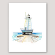 Ludington (MI) North Breakwater Light Watercolor Print