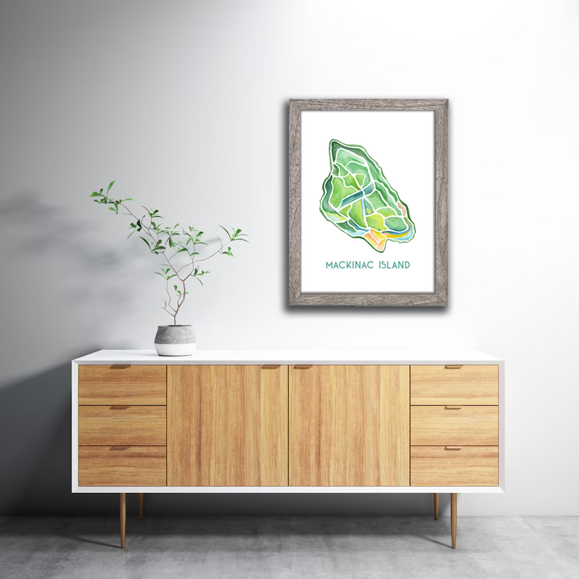 Mackinac Island (MI) Map Watercolor Print