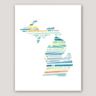 Striped Michigan Watercolor Print
