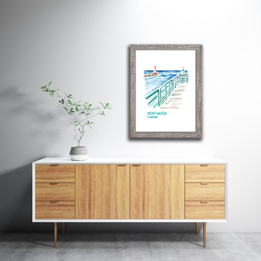 Pentwater Channel (Pentwater, MI) Watercolor Print