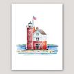 Round Island Light (Mackinac Island) Watercolor Print