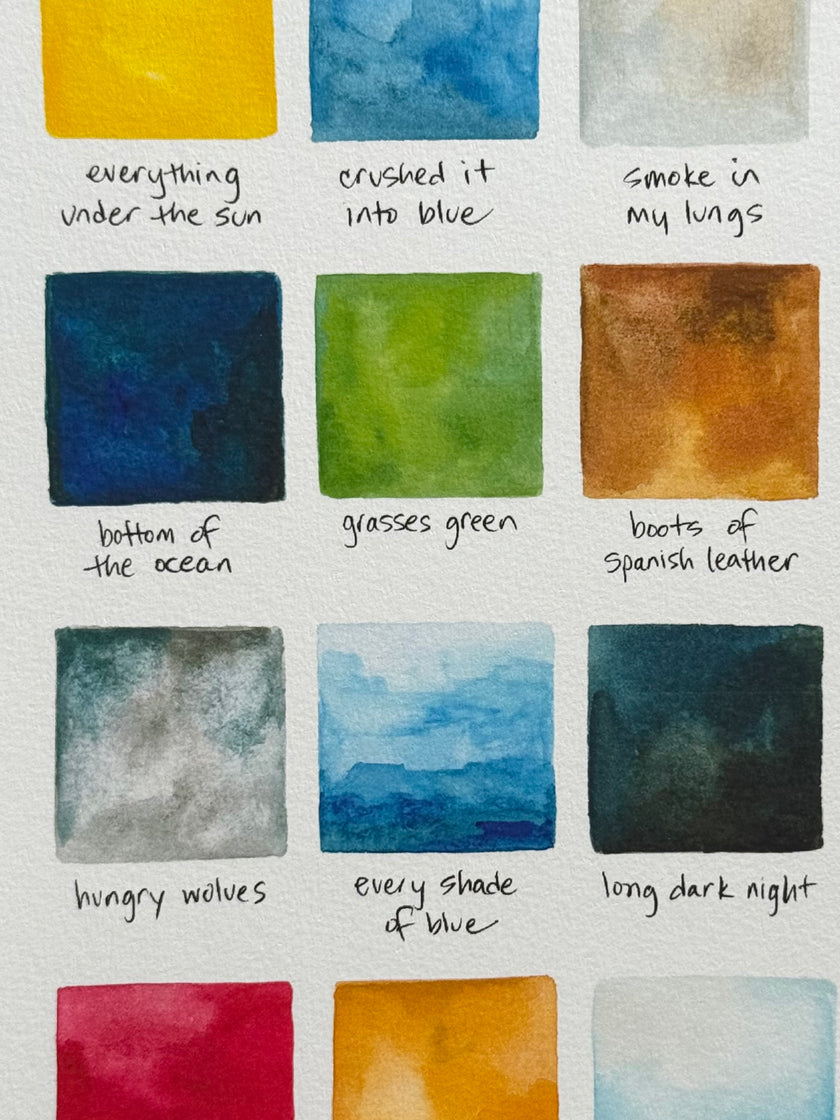 Song Lyrics Watercolor Swatches | Rivers + Roads | Singer Songwriter | Indie Folk | Art Inspired by Lyrics