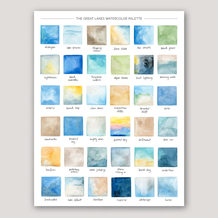 Watercolor Palette | Great Lakes | Michigan