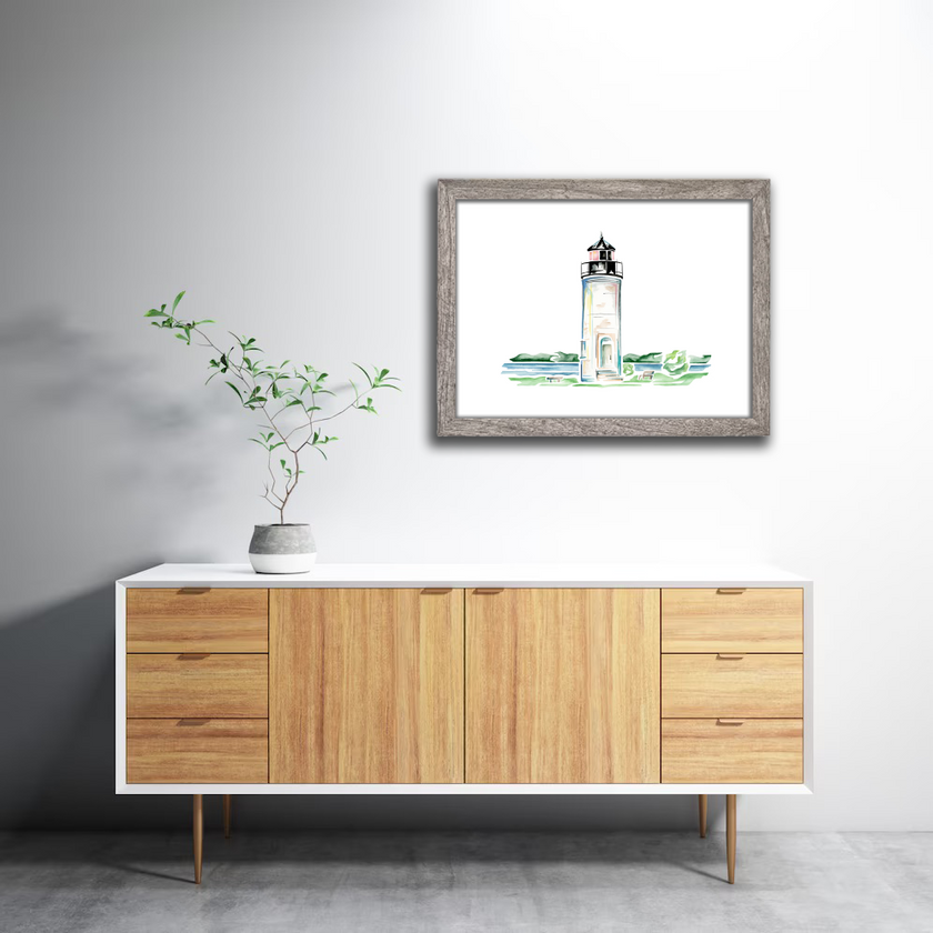 Whiskey Point Lighthouse (Beaver Island) Watercolor Print